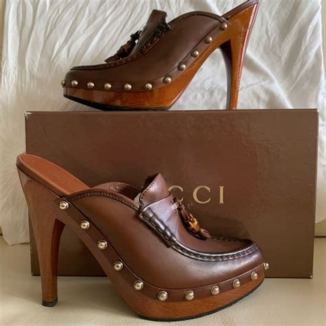 high heel clog shoes gucci|Gucci heels discount.